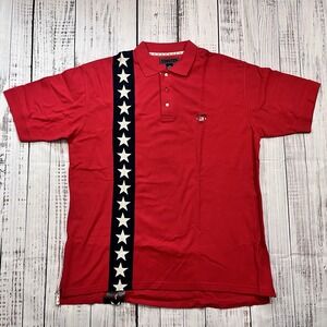 Vintage Ivy Crew Rugby Polo Mens XXL Red Blue Stars USA Flag Logo Cotton 90s